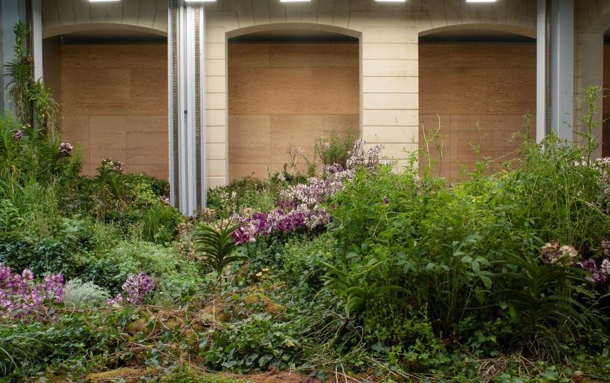 Planter indendørs. Marguerite Humeau, Levitation,Lafayette Anticipations, 2021, Installation view